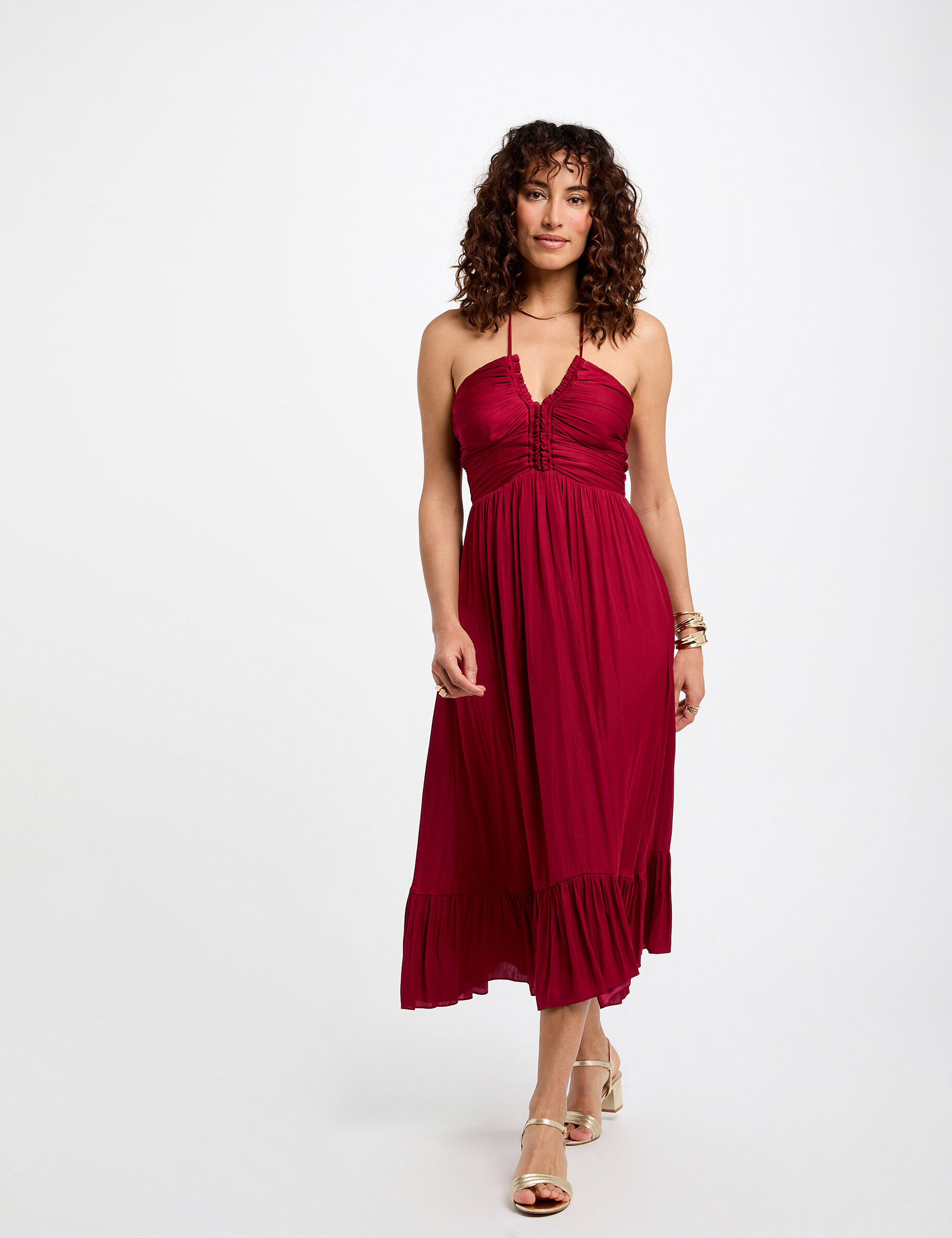 Robe midi droite satin femme