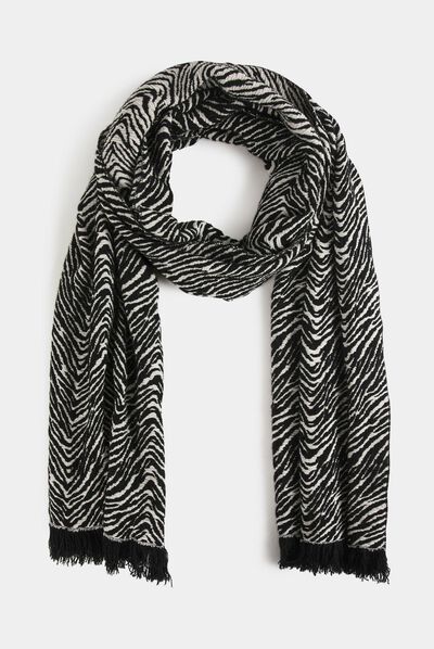 Écharpe imprimé zèbre noir femme