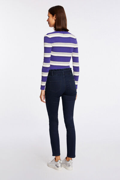 Pull manches longues à rayures violet femme