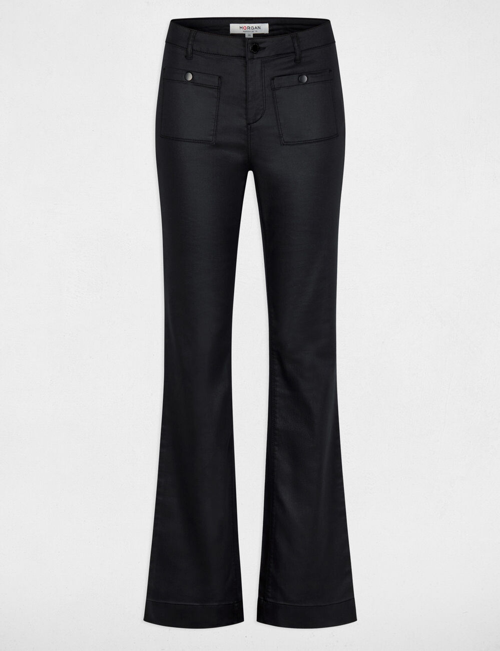 Pantalon bootcut enduit noir femme