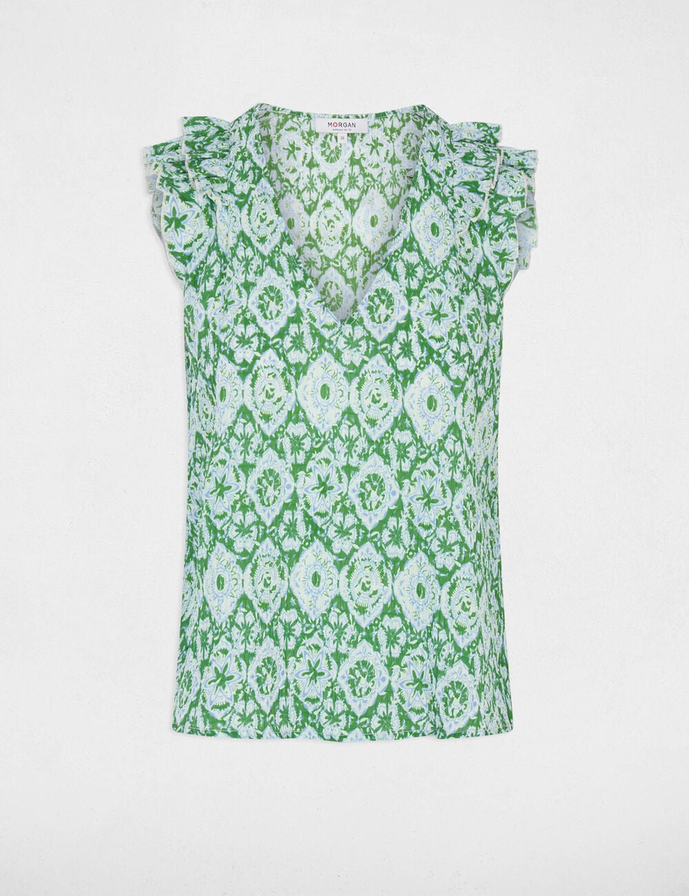 Top col v manches courtes multicolore femme