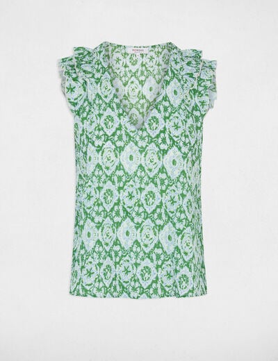 Top col v manches courtes multicolore femme