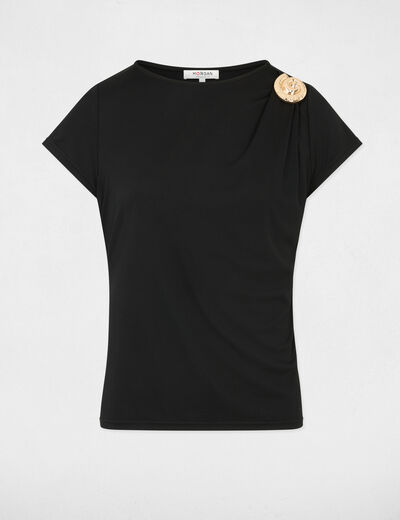 T-shirt col rond noir femme
