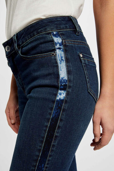 Jeans slim avec bandes sequins jean stone femme