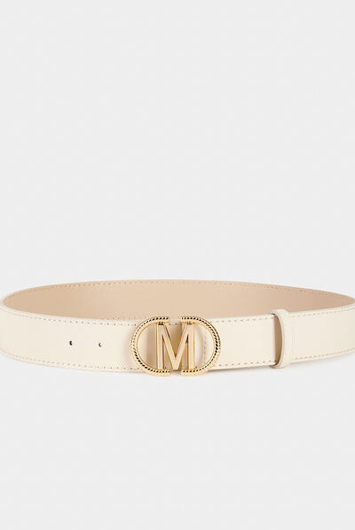 Ceinture avec boucle « M » beige femme