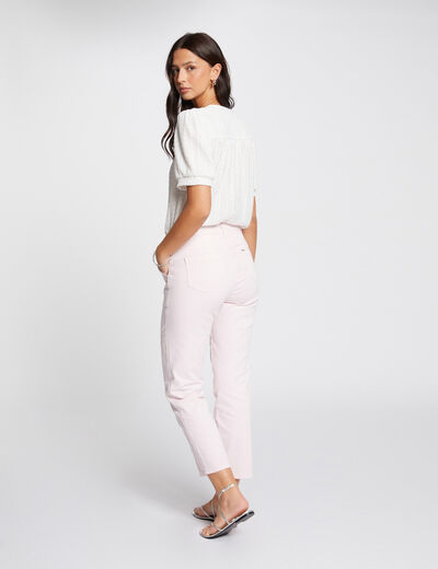 Jeans ajusté acid wash rose clair femme