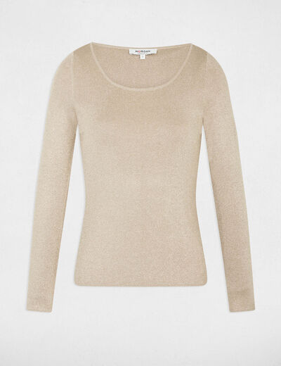 Pull cintr&eacute; col u ecru femme