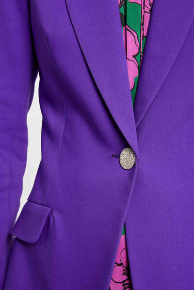 Veste tailleur cintrée boutonnée violet femme