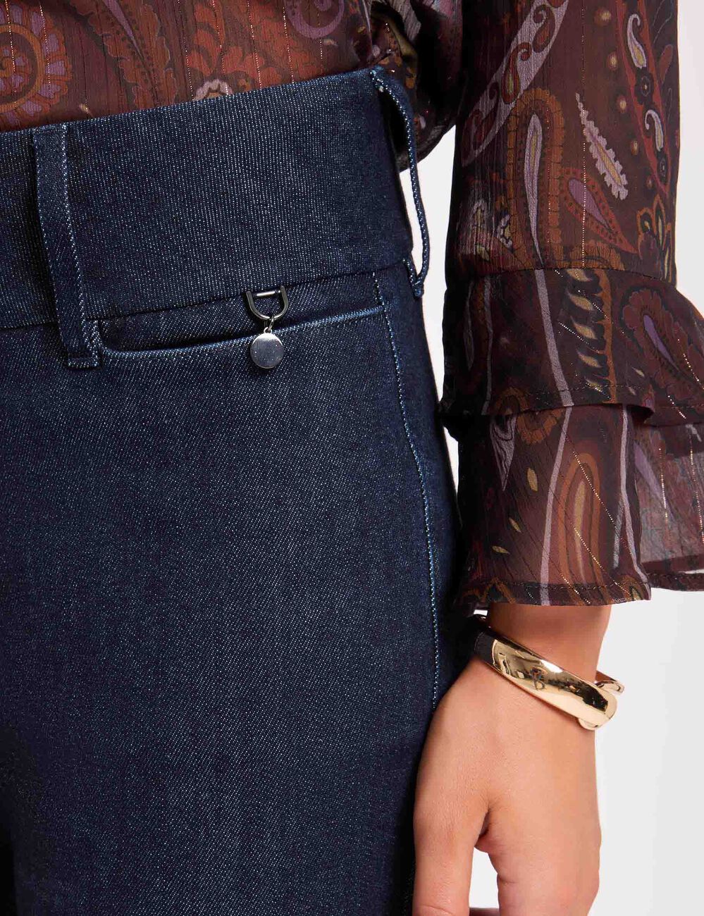 Jean bootcut ceinture bleu femme