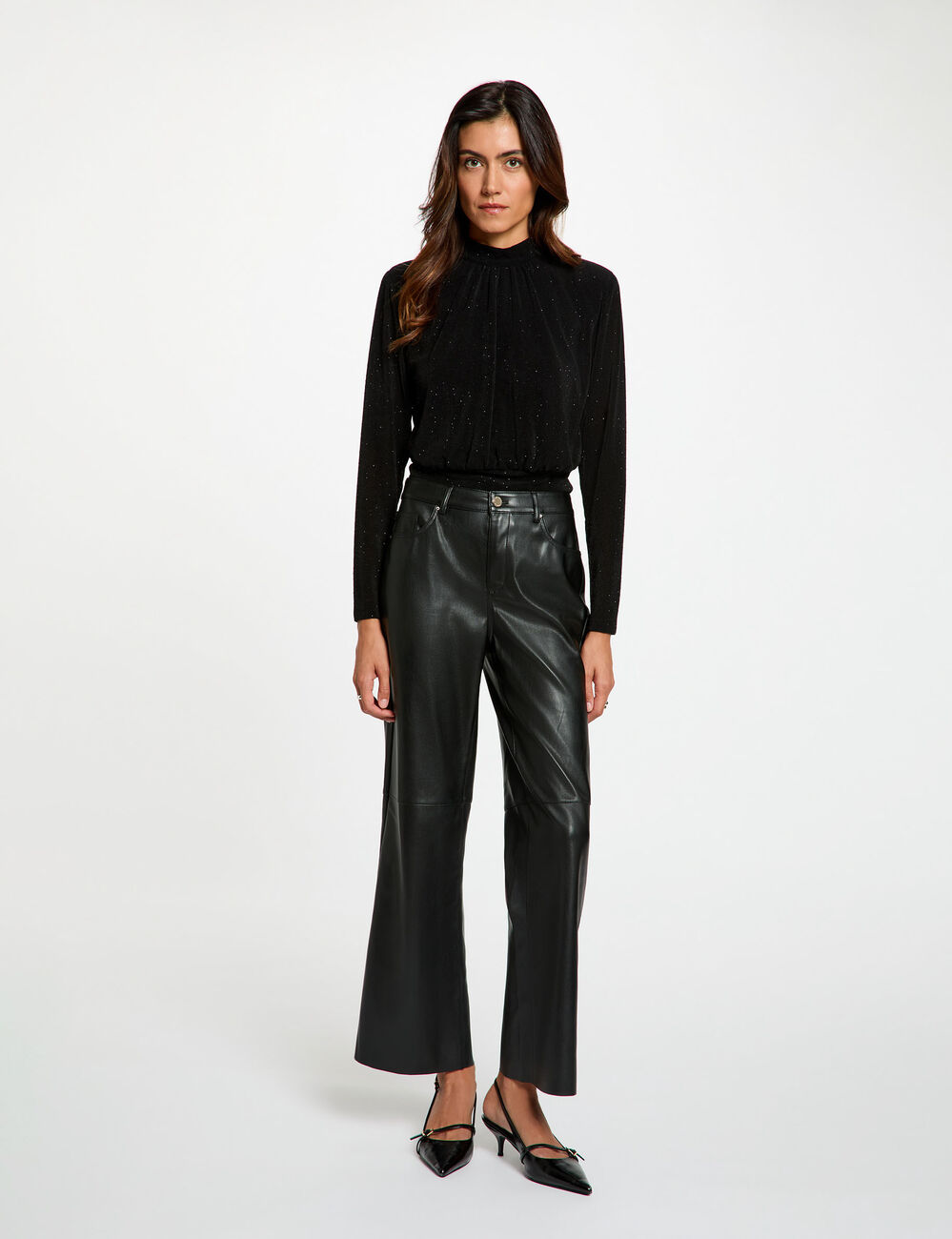 Pantalon bootcut similicuir noir femme