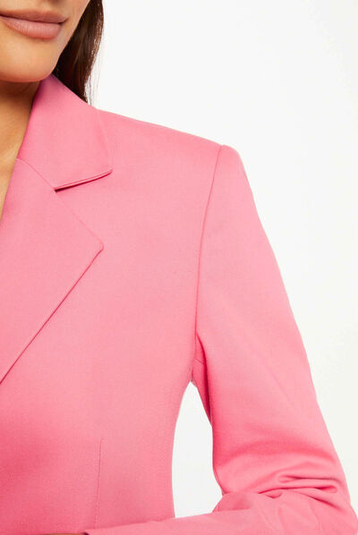 Veste tailleur cintrée boutonnée rose femme