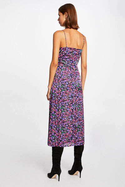 Robe midi droite imprimé floral multico femme