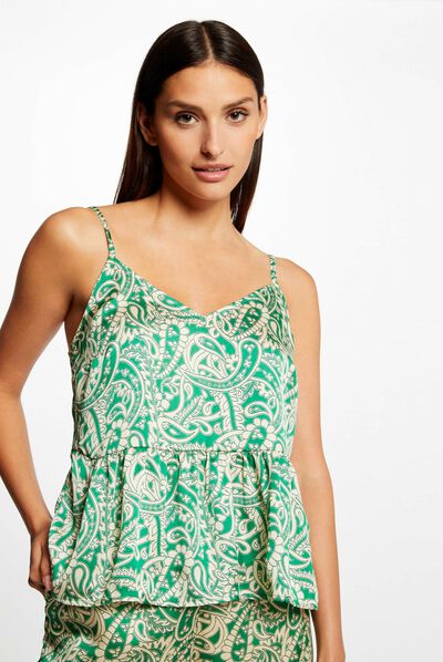 Blouse bretelles fines imprimé cachemire multico femme