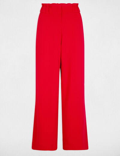 Pantalon large à fronces rouge femme