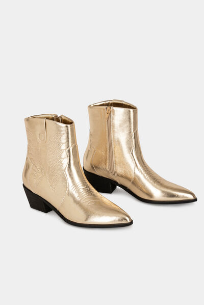 Bottines à talons métallisées dore femme