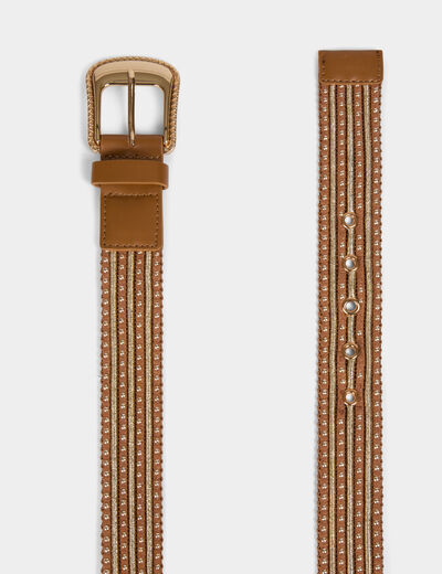 Ceinture à clous camel femme