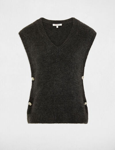 Pull sans manches gris foncé femme