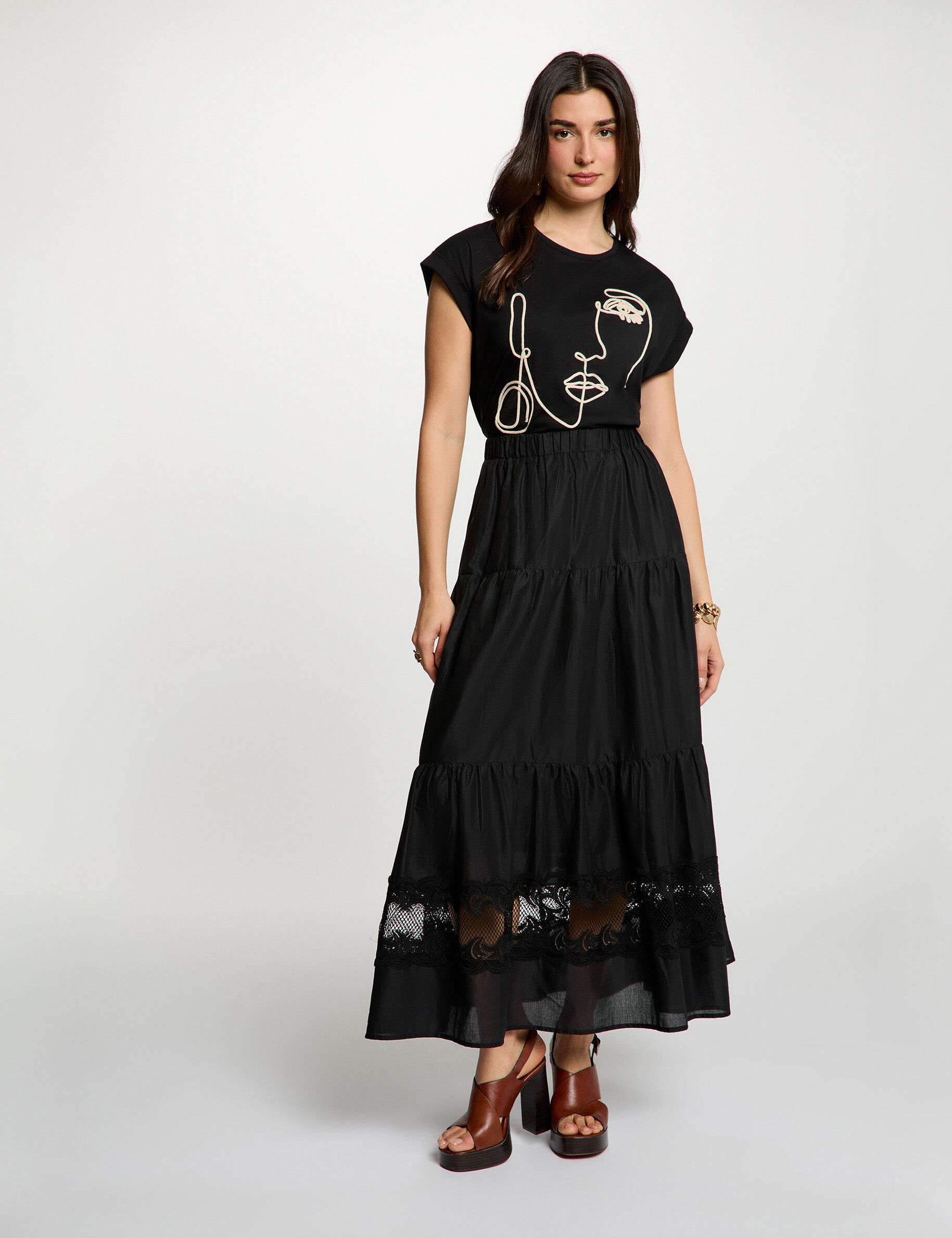 Jupe longue à étages femme