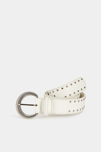 Ceinture avec clous blanc femme