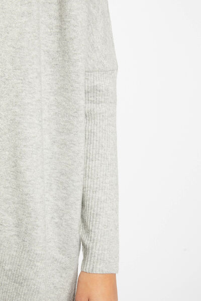 Gilet manches longues à col ouvert gris clair femme