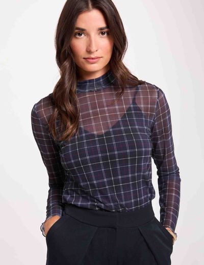 T-shirt cintr&eacute; en transparence multicolore femme
