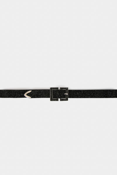 Ceinture avec strass noir femme
