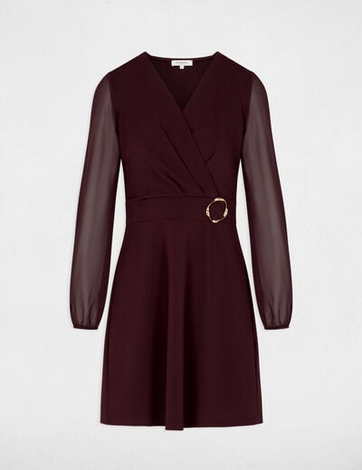 Robe courte voile bordeaux femme