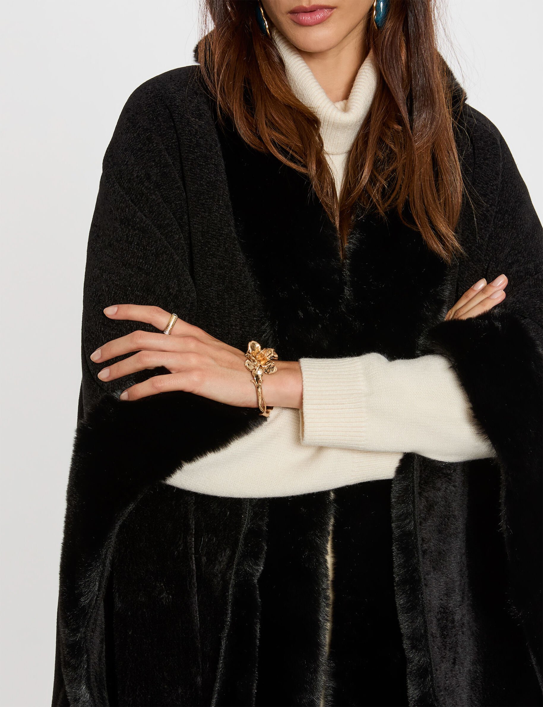 Poncho fausse fourrure femme