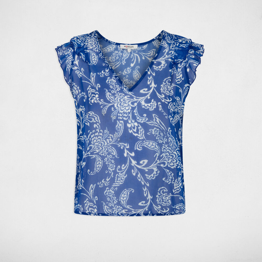 Blouse voile sans manches multicolore femme