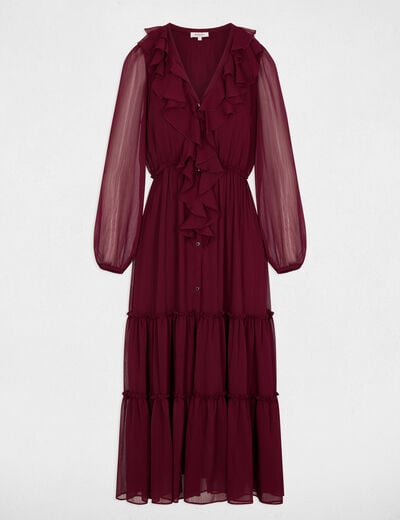 Robe longue fluide bordeaux femme