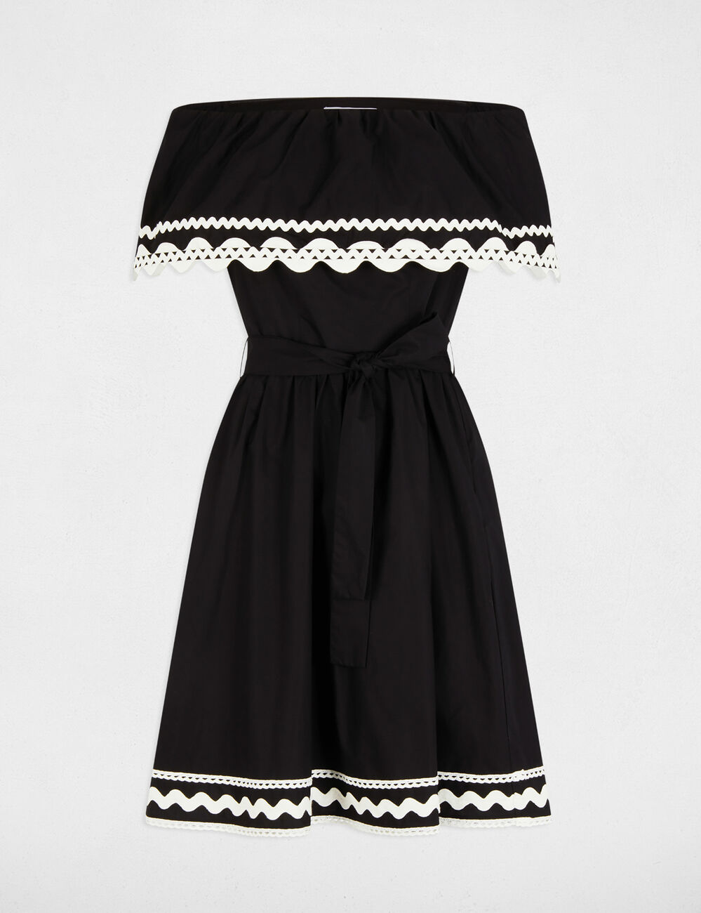 Robe courte trapèze noir femme