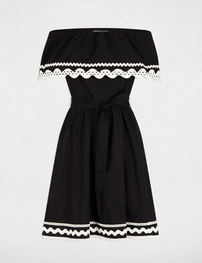 Robe courte trapèze noir femme
