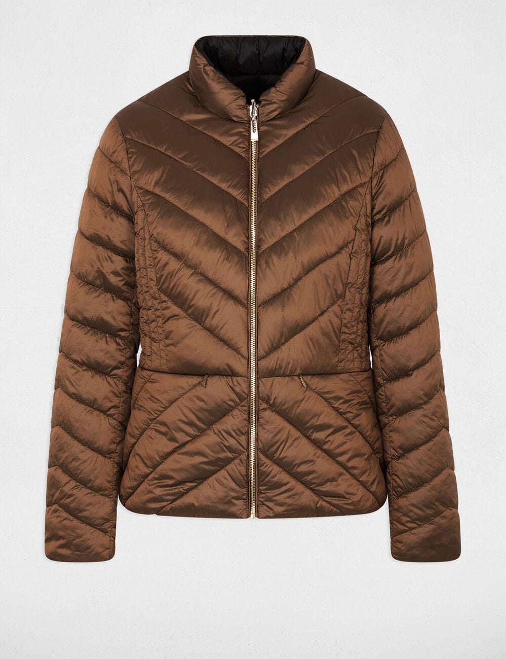Doudoune r&eacute;versible satin&eacute;e couleur bronze femme