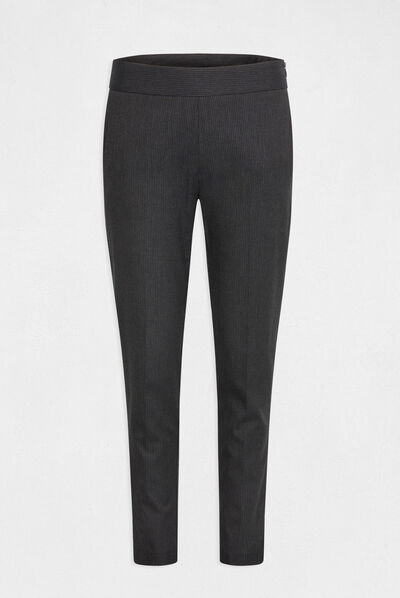 Pantalon ajusté 7/8ème à rayures gris anthracite femme