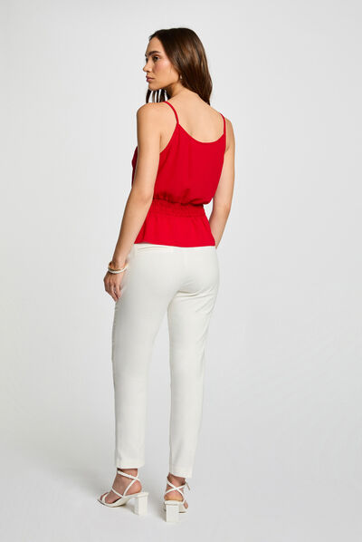 Pantalon city droit 7/8ème ecru femme