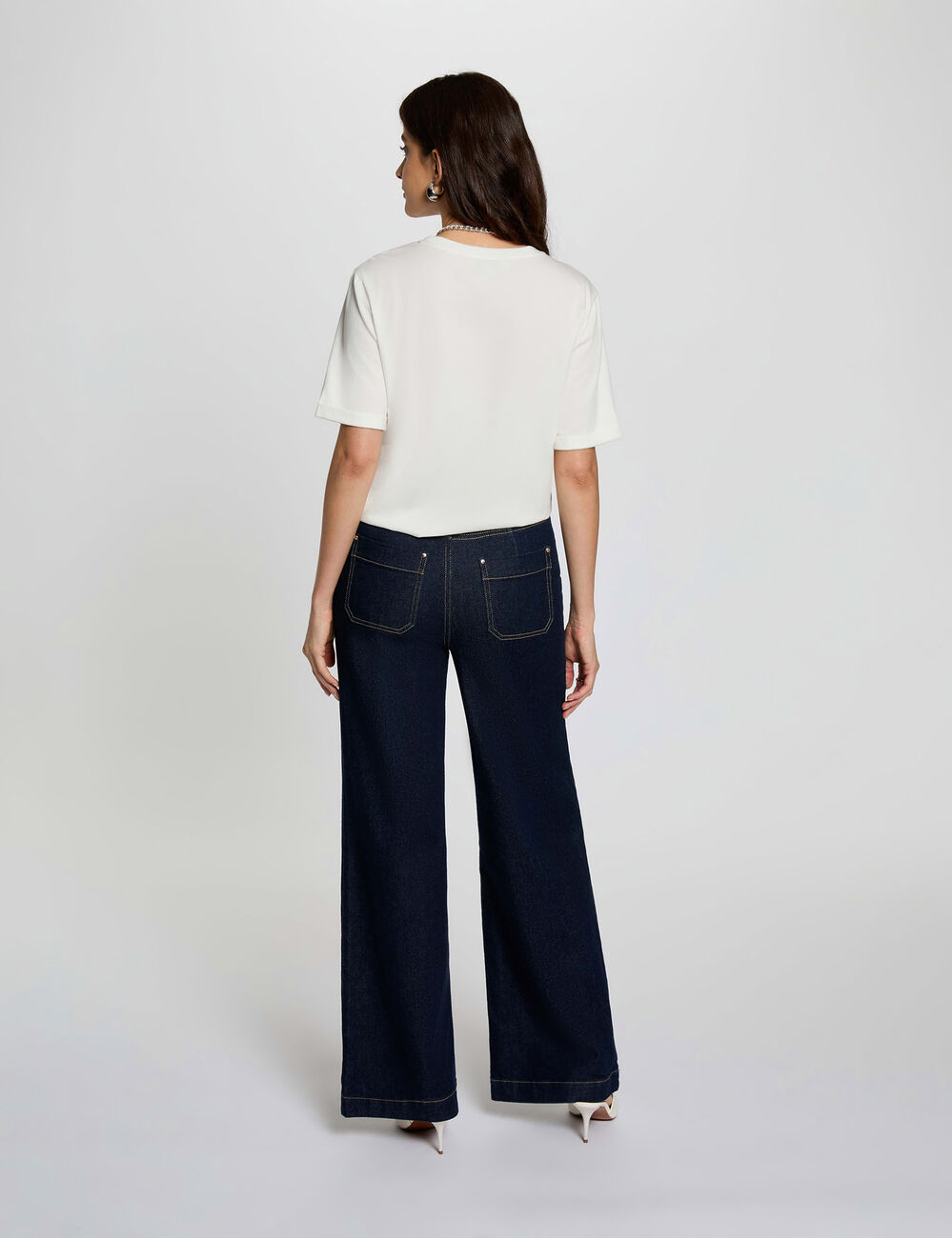 T-shirt droit manches courtes blanc femme