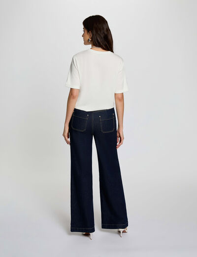 T-shirt droit manches courtes blanc femme