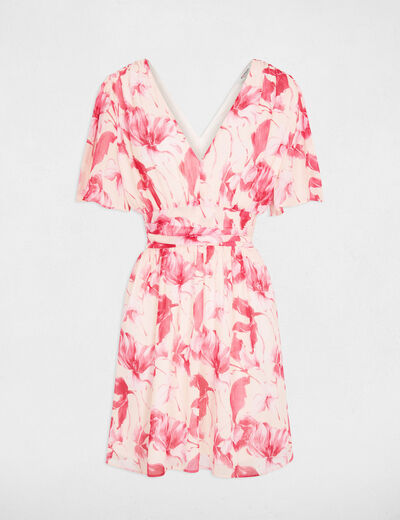 Robe cache-coeur manches volant&eacute;es multicolore femme