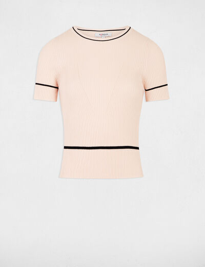Pull manches courtes rose clair femme