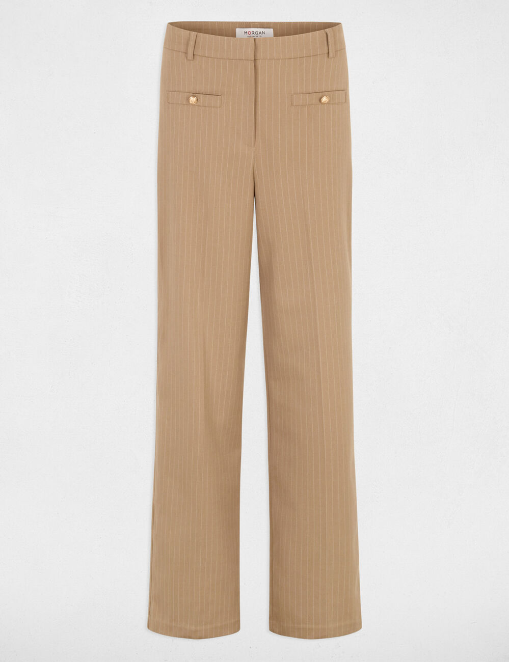 Pantalon droit taille haute taupe femme
