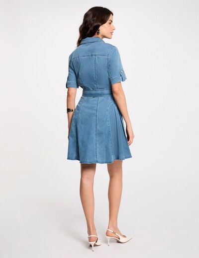 Robe courte patineuse en jean denim stone femme