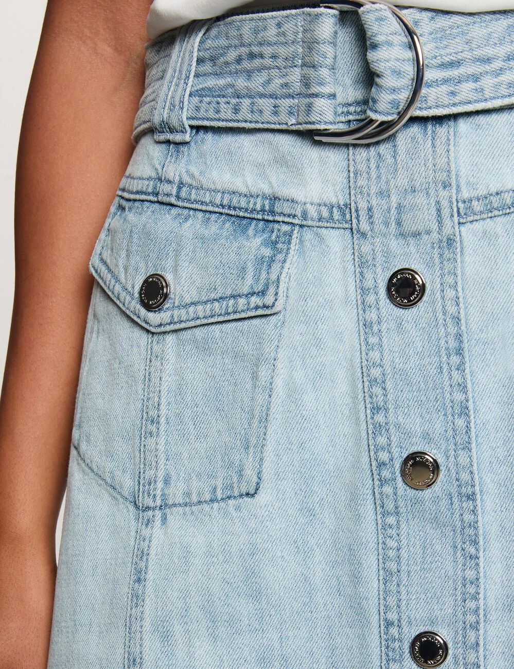 Jupe courte en jean denim bleach femme