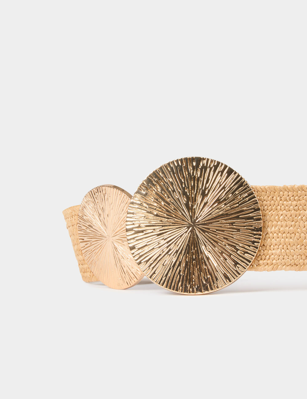 Ceinture élastiquée tressée sable femme