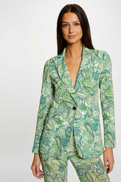 Veste cintrée fluide imprimé cachemire multico femme