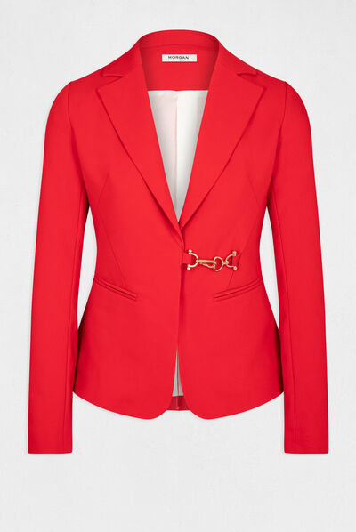 Veste city cintrée avec boucle rouge femme
