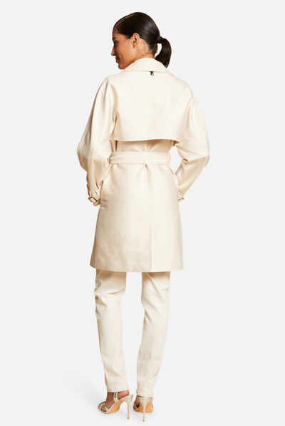 Trench droit ceinturé ecru moyen femme