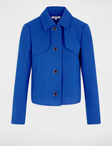 manteau court boutonne bleu femme Manteau court boutonné bleu femme