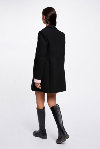 Manteau cintré avec boutons noir femme