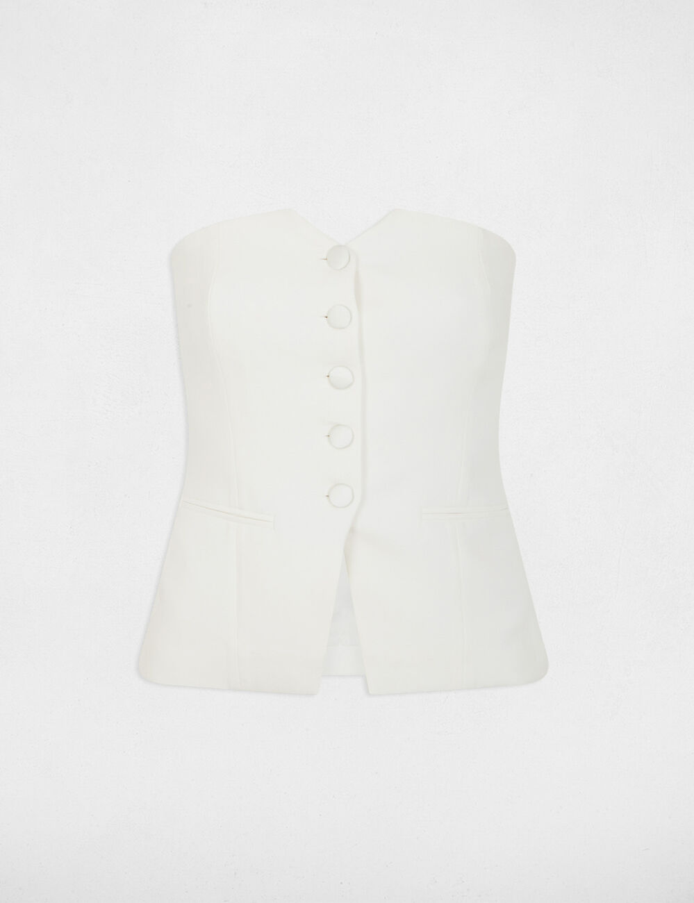 Bustier ajust&eacute; boutonn&eacute; blanc femme