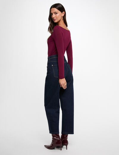 T-shirt manches longues prune femme